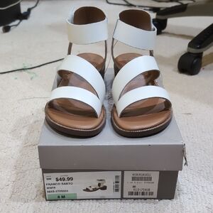 Franco Sarto White Strappy Sandals Leather Upper Sz 8 US EU 38